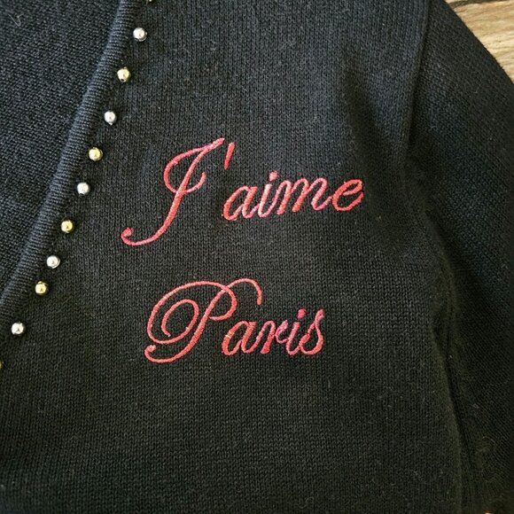 VTG Storybook Knits Paris Eiffel Tower Cardigan Sweater Beaded Sz XL 1X NWT - Picture 4 of 11